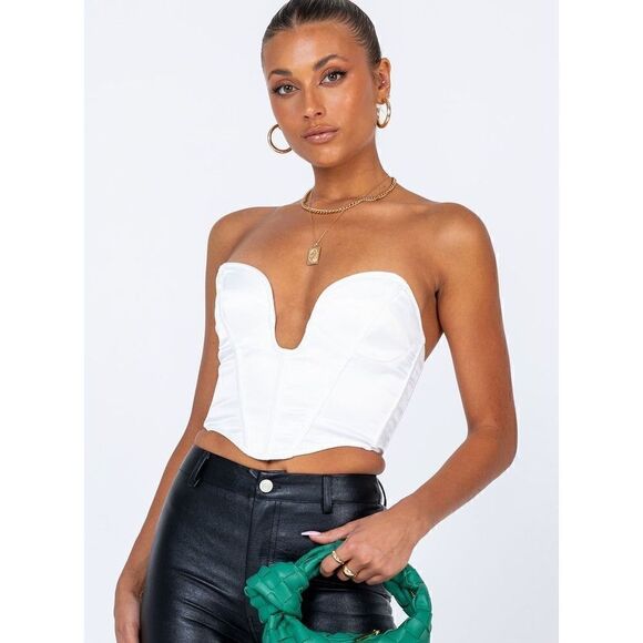 Princess Polly Irvine strapless stop - White size 2 NWOT - Picture 3 of 8